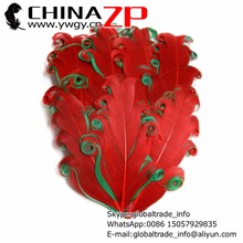 CHINAZP Factory 50pcs/lot Beautiful Christmas Red and Emerald Curled Nagorie Headband Goose Feather Pad 2024 - buy cheap