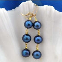 Pendientes colgantes de perlas redondas de agua dulce, color negro, 10mm 2024 - compra barato