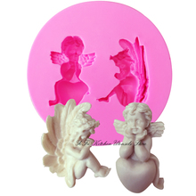 Lovely Angel Silicone mold fondant mold cake decorating tools heart chocolate gumpaste mold T1020 2024 - buy cheap