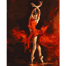 Diy digital oil painting by numbers paint drawing coloring by number canvas hand painted modular picture wall decor Red dancer 2024 - buy cheap