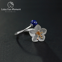 Lotus Fun Moment Plata de Ley 925 auténtica hecho a mano con piedra Natural, joyería de diseño de moda, anillos de flores para mujer, Bisutería 2024 - compra barato