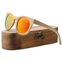 Gafas de sol de madera hechas a mano para mujer, anteojos de sol de estilo Retro, de bambú, con estuche de madera, envío directo 2024 - compra barato