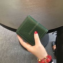 100% Genuine Leather Wallet Fashion Cow Leather Short Women Purse Brand Solid Lady Money Clutch Small Wallet for Female with Box 2024 - buy cheap