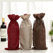 20pcs 15x35cm Jute Linen Wine Packing Bags Champagne Bottle Covers Burlap Hessian Packaging Pouch In Burgundy Coffee Red 2024 - buy cheap