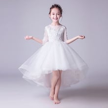 Glitz Pretty Train Half Sleeve Flower Girl Dresses for Prom Kids Teens Princess Evening Pageant Holiday Party Show Ball Gowns 2024 - buy cheap