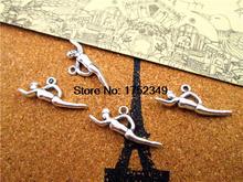 20pcs--Swimming Charms, Antique Tibetan Silver 3D Swimmer charm pendants, Sports charms 30x11mm 2024 - buy cheap