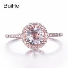 BAIHE-anillo de compromiso de morganita para mujer, sortija de oro rosa de 10K y 1,25 quilates, joyería fina de boda, regalo único 2024 - compra barato