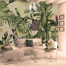 Papel de parede com mural 3d personalizado, retrô, tropical, animal, folha de palma, parede, sala de estar, tv, sofá, plano de fundo 2024 - compre barato