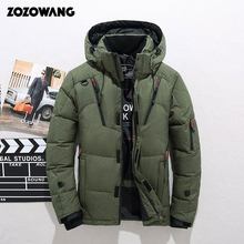 ZOZOWANG Duck Down Jacket Men Thicken Hooded Long Sleeve Blue Down Zipper Pocket Coat Warm Feather Winter Men Down Jacket 2024 - buy cheap