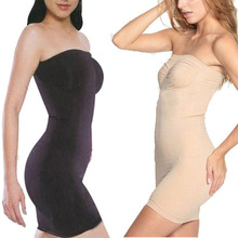 SWEETFIGURE Plus Size Women Sexy Slimming Boob Tube Top Dress For Bride Body Shaper Dress Adjustable Control Slips Full Slips 2024 - buy cheap