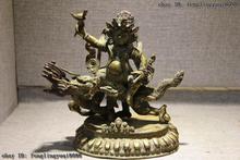 Nepal Monastery Copper Gold Gilt White Jambhala Wealth God Buddha Ride on Dragon Discount 55% 2024 - buy cheap