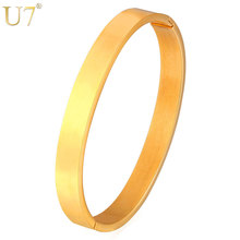 U7 Stainless Steel Bangles For Women Men Fashion Jewelry Wholesale Round Shape Gold Color Bracelets Bangles H757 2024 - buy cheap