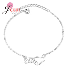 Pulseras de plata de ley 925 auténtica con forma de corazón para mujer y niña, regalo de San Valentín, Rmantic gestual coreano 2024 - compra barato