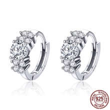 Hot sell 925 sterling silver circle earrings clear CZ for women small earrings silver jewelry antiallergy high-end gift 2024 - buy cheap