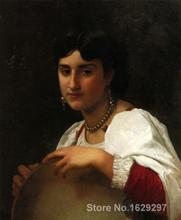 Art oil Painting The Italian tambourine by William Adolphe Bouguereau High quality Handmade 2024 - buy cheap