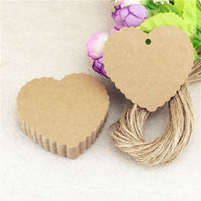 300Pcs/Lot Kraft Brown Lace Love Heart Shaped Tags Hang Head Labels For Chocolate Bags Price Note Paper Tags With Hemp Strings 2024 - buy cheap