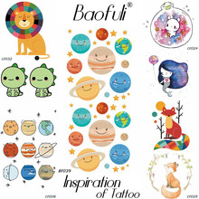 Baofenli-tatuaje temporal de planetas redondos geométricos de dibujos animados para niños, tatuajes falsos impermeables, estrellas coloridas, arte corporal, pegatina 2024 - compra barato