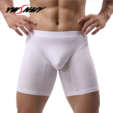 Bóxer de algodón para hombre, ropa interior Sexy, transpirable, sólido, grande, convexo en U, de media longitud, de pierna larga, bragas para Gay 2024 - compra barato