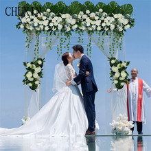 Arco de decoración de flores artificiales para boda, simulación personalizada, fila de flores, escenario de boda, utilería de fotografía para festival de plomo 2024 - compra barato