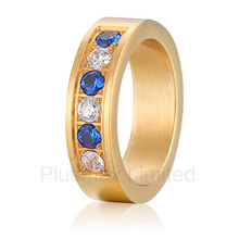 Anel de Casamento titanium satin surface gold color colorful stone titanium promise wedding band rings 2024 - buy cheap