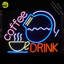 Sinal de néon para a bebida de café copo de vidro e garrafa sinal de luz loja exibição artesanato design icônico sinal pub sinais 2024 - compre barato