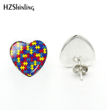 Pendientes con forma de corazón para mujer, aretes con forma de corazón, joyería con diseño de autismo, hechos a mano, 2018 2024 - compra barato