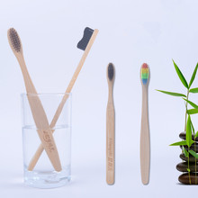 1PC Bamboo Toothbrush  Whitening Rainbow Candy color Bristles head Environment-friendly Oral Care Bamboo Handle Toothbrush 2024 - buy cheap