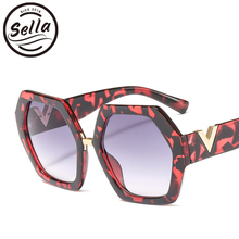 Sella New Fashion Women Oversized Hexagon Sunglasses Trending Women Oversized Square Brand Designer Sun Glasses Summer Shade 2024 - buy cheap