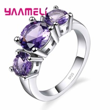 Charmwomen roxo cristal austríaco 925 anéis de prata esterlina para casamento noivado bijoux moda proposta anel jóias 2024 - compre barato