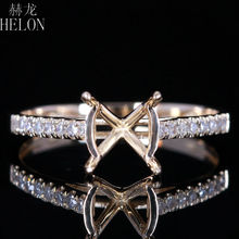 HELON-anillo de compromiso de diamante de corte redondo para mujer, sortija de boda de 7-8mm, oro amarillo de 14k, semimontaje, joyería romántica a la moda 2024 - compra barato