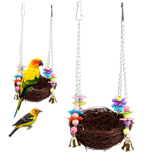 1 pcs Bird Nest Hanging Cave Cage swing Snuggle Hut Tent Bed Bird Parrot Toy Hammock Birds Breeding Nest Parrot Straw Nest Cages 2024 - buy cheap