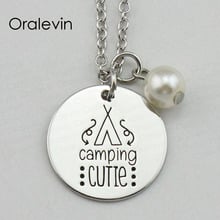 CAMPING CUTIE Inspirational Hand Stamped Engraved Custom Charm Pendant Necklace for Women Gift Jewelry,10Pcs/Lot, #LN2019 2024 - buy cheap