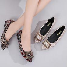 mixed color sequined cloth flat shoes woman crystal buckle ballet flats new brand designer loafers OL working mules shoes 244 2024 - buy cheap