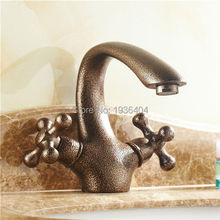 Classic high quality Solid Brass Deck Mounted bronze finished Dual Handle Swivel basin faucet watertap RB1022 2024 - buy cheap