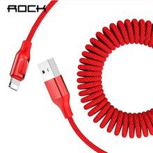Rock car Retractable spring usb charging cable for iPhone xs max xr x 8 7 6s plus 5 ipad pro Charger cable for Apple lightning 2024 - buy cheap