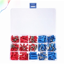 200Pcs Assorted Insulated Spade Crimp Terminal Butt Electrical Wire Connector Cold-Pressure Terminals Set Red Blue 2024 - buy cheap