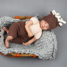 Deer Design Newborn Baby Photography Props Crochet Knit Baby Animal Costume Newborn Hat with Pants 0-3M H247 2024 - buy cheap