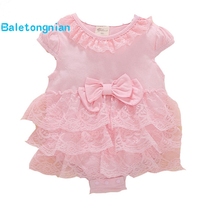 Princess Style Newborn Baby Dress Christening Summer Short White Ruffle Lace Romper Party Dresses Baby Girl Clothes Dress D56 2024 - buy cheap