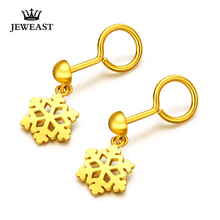 XXX 24K Pure Gold Earring Real AU 999 Solid Gold Earrings Nice Snowflake Upscale Trendy Classic Party Fine Jewelry Hot Sell New 2024 - buy cheap