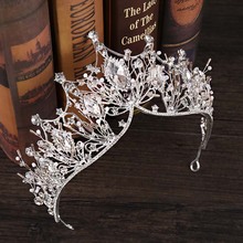 FORSEVEN Retro Baroque Silver Color Rhinestone Crystal Tiara Crown de Noiva Headpiece Diadem Women Bride Wedding Hair Jewelry 2024 - buy cheap