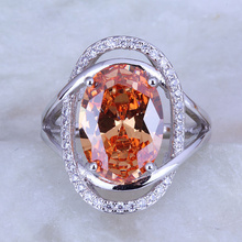 Love Monologue New Arrival ! Exquisite Oval Champagne Morganite Cubic Zirconia Silver Color Ring Free Gift Bag J0484 2024 - buy cheap