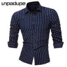 Unpadupe New Brand 2018 Men Shirt Stripe Dress Shirt Long Sleeve Slim Fit Camisa Masculina Casual Male Hawaiian Shirts Business 2024 - buy cheap