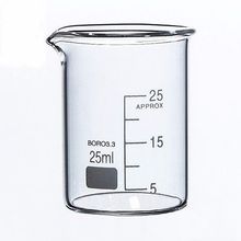 Vaso de vidrio de medición de forma baja, suministros de laboratorio de borosilicato, material de papelería para aprendizaje químico, 25ml 2024 - compra barato