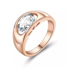 MxGxFam Rose Gold Color Clear Oval Rings Jewelry For Women Smooth Simple Design  AAA+ Cubic Zircon 2024 - buy cheap