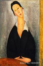 Настенное искусство, современный портрет польской женщины, картины Amedeo Modigliani, ручная роспись, высокое качество 2024 - купить недорого
