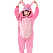 Kid's Kugurumi Onesie Animal Pink Stitch Cosplay Costume Flannel Whole Pajama One Piece Boy Girl Child Winter pyjama Sleep Suit 2024 - buy cheap