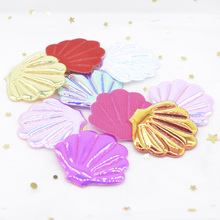 Wholesale 72Pcs 42*40mm Glitter Leather Shell Appliques for DIY Cake Cap Topper & Hair BB Clips Accessories Ornament Patches H48 2024 - buy cheap