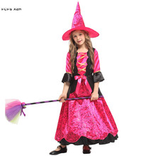 M-XL Pink Girls Halloween Witch Costumes for Kids Children Sorceress Cosplays Purim Carnival Stage play Masquerade party dress 2024 - buy cheap