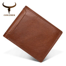 COWATHER 2019 High Quality Design wallet Genuine Cow Leather Men Wallets Fashion Coin Pocket Men Purse RFID Q2023 free shipping 2024 - buy cheap