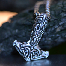10pcs Langhong Vikings Hammer Necklace Thor's Hammer Amulet pendant Necklace Norse Jewelry Talisman 2024 - buy cheap
